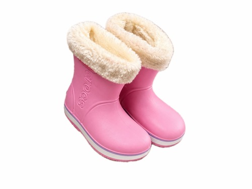 Чобітки рожеві хутро Crocs Фото 1