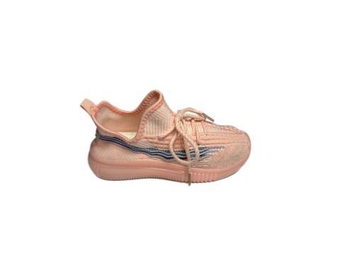 Кросівки рожеві з сірими смужками сітка Alami Kids Фото 2