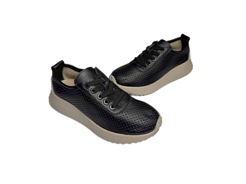 Кросівки чорні  нат шкіра перфорація Bistfor Фото 3