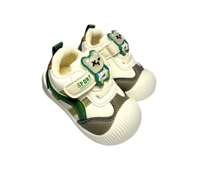 Кросівки молочні з хакі з антивандальним носочком BBT