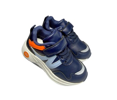 Кросівки темно сині з блакитним та помаранчевим OLQV