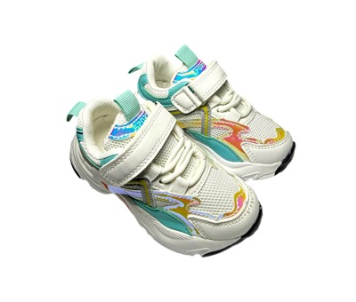 Кросівки білі сіточка з голограмою та мятними вставками Kimbo