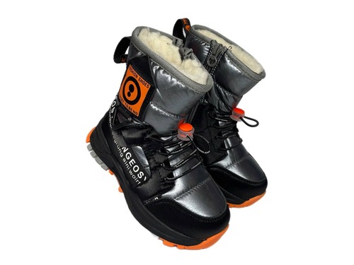 Дутики чорно з помаранчевим Cilin Shoes Фото 1