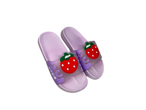 Капчики шльопанці фіолетові з полуничкою Fdek shoes  Фото 1