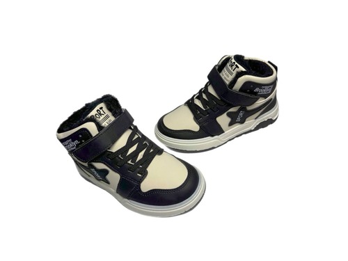 Черевики хайтопи світло бежові з чорним  з хутром Xifa Фото 3