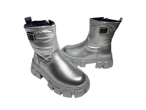 Черевики сріблясті хутро на високій підошві Clibee  Фото 3