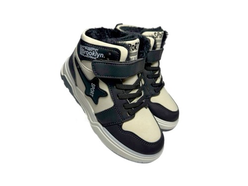 Черевики хайтопи світло бежові з чорним  з хутром Xifa Фото 1