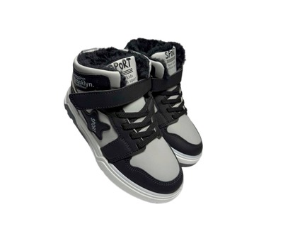 Черевики хайтопи сіро чорні з хутром Xifa