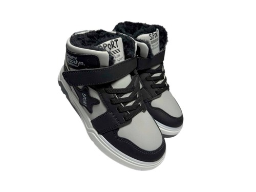 Черевики хайтопи сіро чорні з хутром Xifa Фото 1