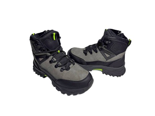 Черевики сіро- чорні хутро з салатовим  Clibee Фото 3