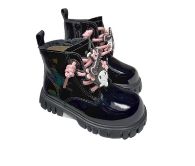 Черевики чорні лак фліс Apawwa