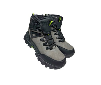 Черевики сіро- чорні хутро з салатовим  Clibee