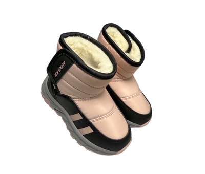 Дутики пудра з чорним спорт нат хутро BBT