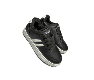 Кросівки чорні хутро на білій підошві Navigator