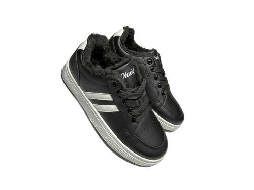 Кросівки чорні хутро на білій підошві Navigator Фото 1
