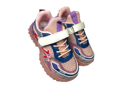 Кросівки рожеві різнокольорові сітка Lilin shoes Фото 1