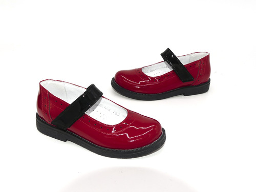 Туфли Sandalik красные с черной пряжкой Фото 2