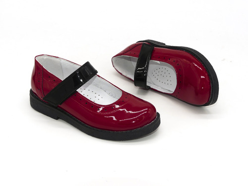 Туфли Sandalik красные с черной пряжкой Фото 3