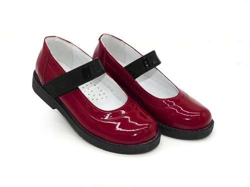 Туфли Sandalik красные с черной пряжкой Фото 1