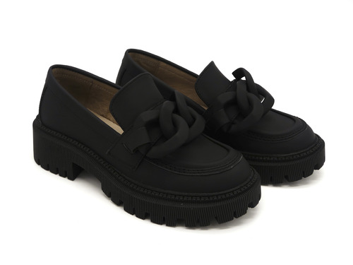 Туфли Sandalik матово-черные с цепями Фото 1
