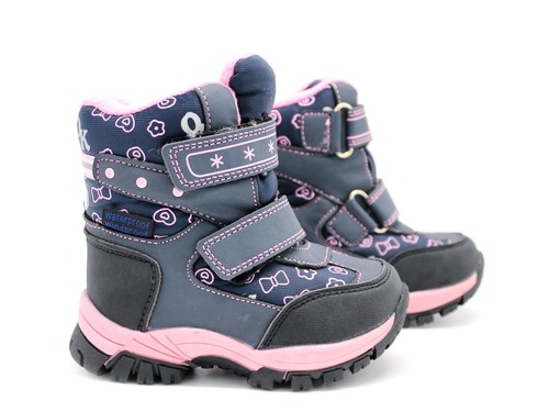 Термо ботинки Tom M для девочек серо-розовые Фото 3
