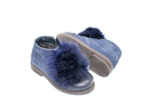 Ботинки Sandalik для девочек синие с мехом. Фото 3