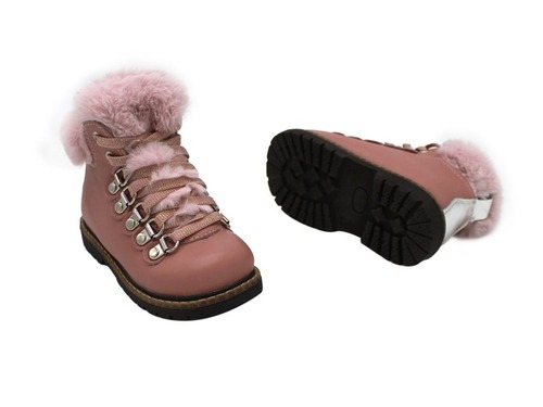Ботинки Sandalik для девочек розового цвета с мехом Фото 2