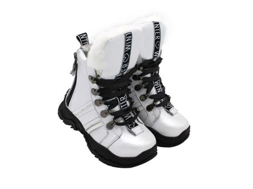 Ботинки Sandalik для девочек белого цвета с мехом Фото 1