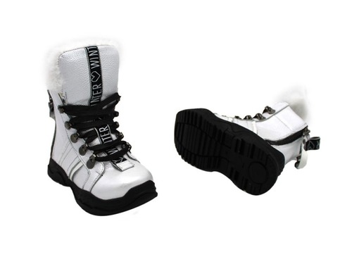 Ботинки Sandalik для девочек белого цвета с мехом Фото 2