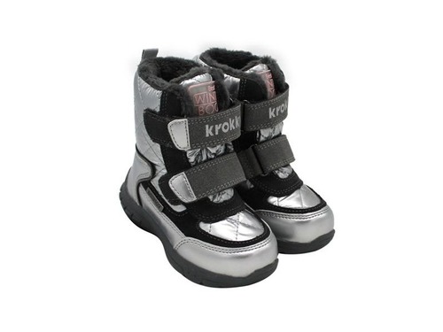 Мембранные ботинки Krokky для девочек серебряного цвета. Фото 1