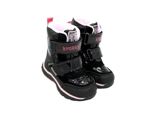 Мембранные ботинки Krokky для девочек чёрного цвета. Фото 1