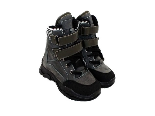 Ботинки Sandalik для мальчиков чёрно-серого цвета на меху Фото 1
