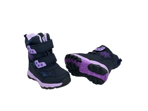 Термо ботинки Y.Top для девочек сине-фиолетовые с принтом снежинок Фото 2
