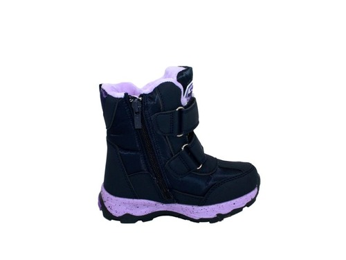 Термо ботинки Y.Top для девочек сине-фиолетовые с принтом снежинок Фото 4