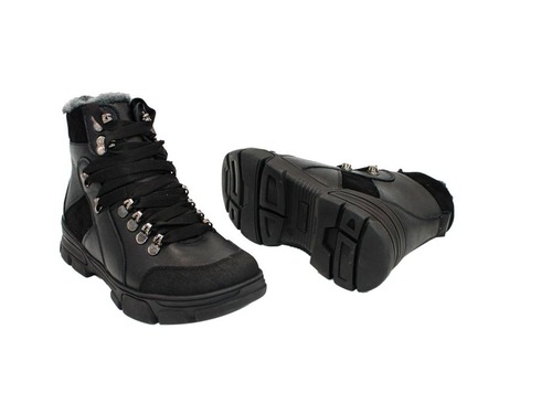 Ботинки Sandalik  для мальчиков чёрного цвета на меху Фото 2