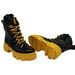 Ботинки Sandalik для девочек черные на жёлтой подошве утеплённые