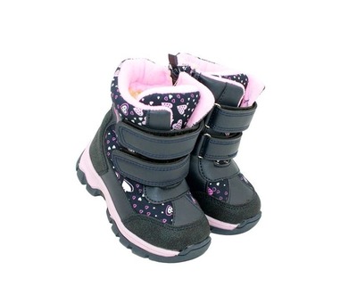 Термо ботинки C.Луч для девочек фиолетовые с  сердечками.