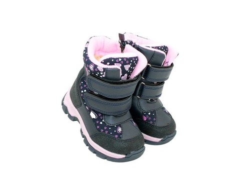 Термо ботинки C.Луч для девочек фиолетовые с  сердечками. Фото 1