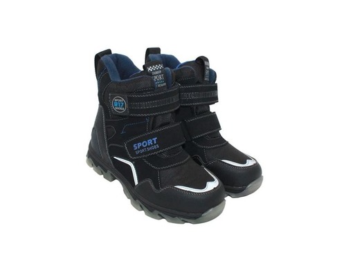 Термо ботинки EeBb для мальчиков чёрные с отражателями. Фото 1