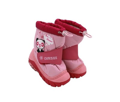 Термо ботинки Солнце для девочек розовые с принтом панды.