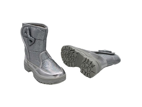 Термо ботинки Сказка для девочек серебряные с бантиком Фото 2