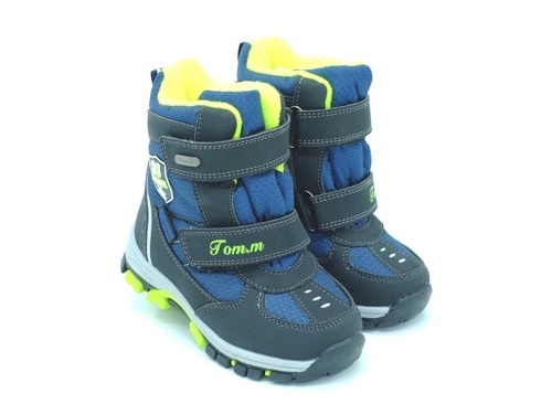 Термо ботинки Tom M для мальчиков синие с салатовыми вставками Фото 1
