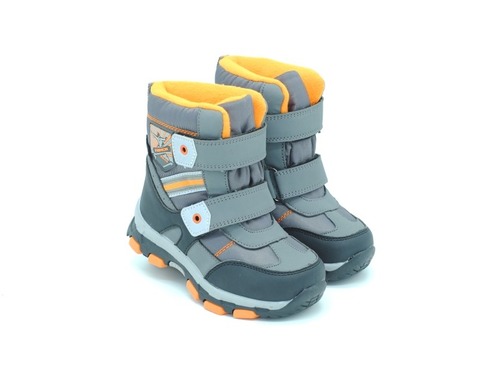 Термо ботинки Tom M  для мальчиков серые с оранжевыми вставками Фото 1