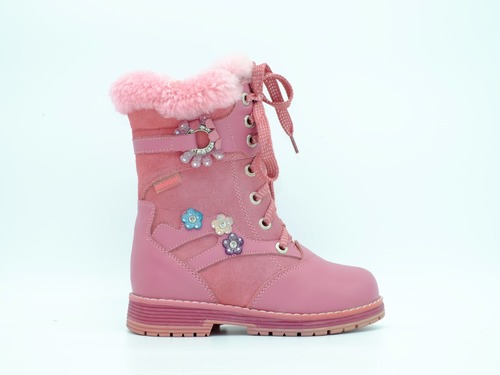 Ботинки Meekone для девочек розовые кожа. Фото 2