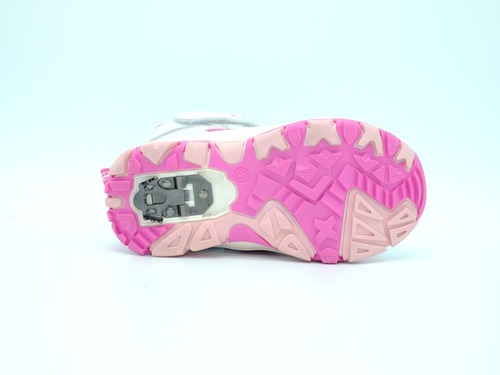 Ботинки Fashion для девочек бело-розовые эко кожа Фото 3